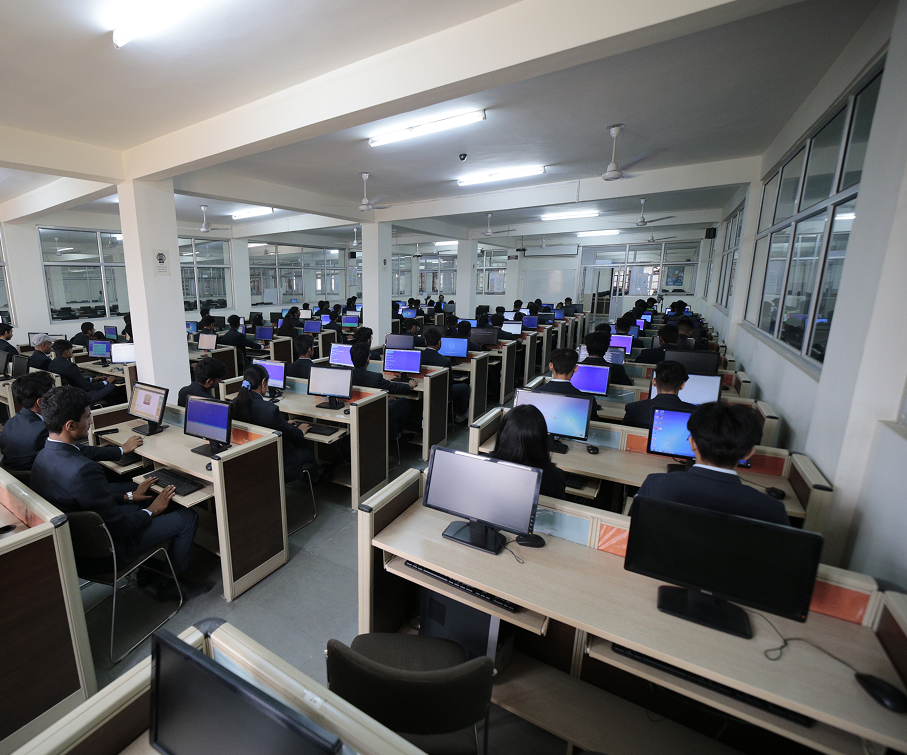 Computer lab with students working